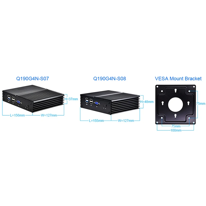 Qotom Мини ПК Q190G4N четырехъядерный Безвентиляторный Компьютер 4 Ethernet LAN как