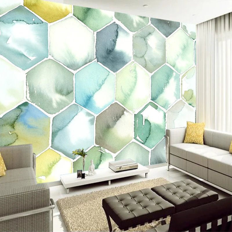 Custom any size 3D wall mural wallpapers Modern fashion Color geometric pattern Honeycombshape 3DPerspective Wall Sticker YBZ110 |