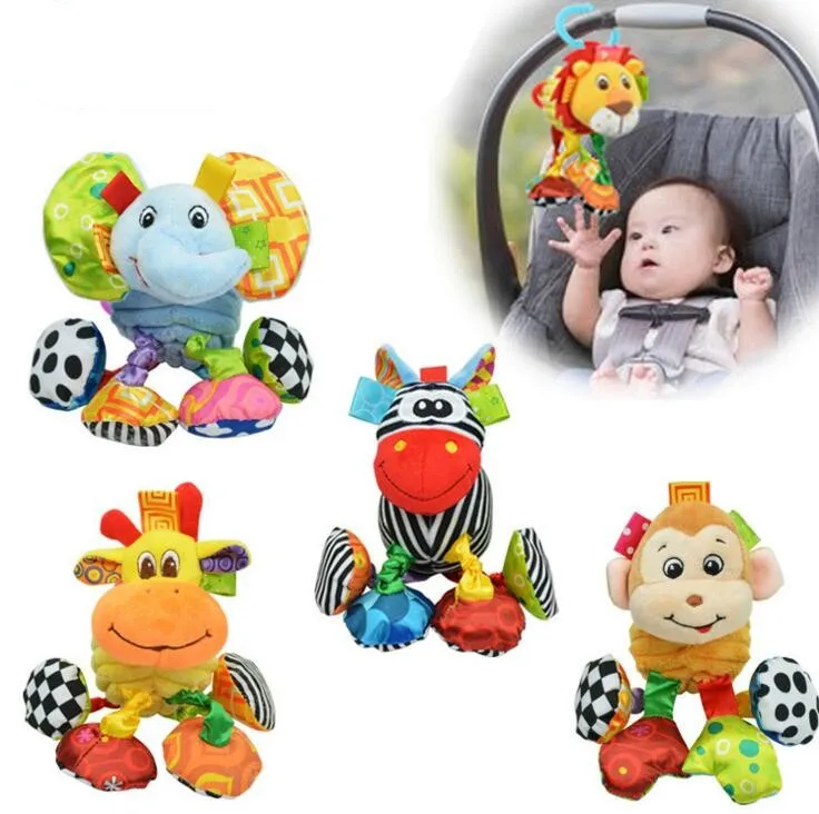 Многофункциональные плюшевые игрушки для младенцев, маленький лев, слон, обезьяна, Зебра, жираф, кровать, токарный станок, подвесные погремушки, детские игрушки