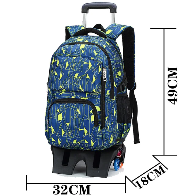 Школьный рюкзак с колесом чемодан на колесиках для путешествий Сумка водонепроницаемая 6 колесная тележка детская школьная сумка для мальчиков и девочек рюкзак для детей - Color: Yellow High base