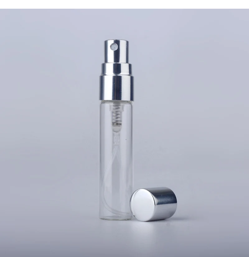 100PCS/Lot 5ml Parfum Portable Refillable Spray Bottle Sample Perfume Bottle Atomizer Silver Metal Pump Cosmetic Case Travel