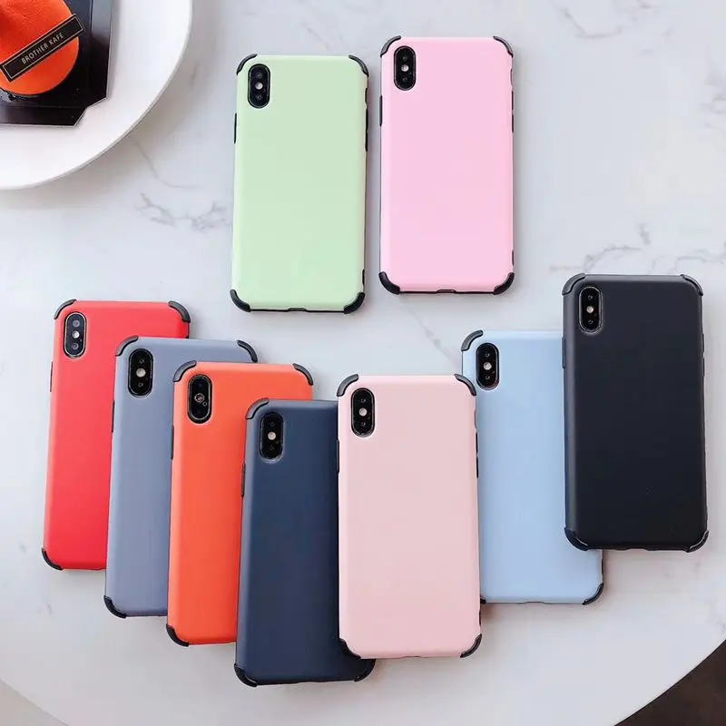 

New two-color liquid silicone phone case For iphone Xs Max Xr X Anti-fall hard bottom soft shell For iphone 6 6S 7 8 Plus Cases