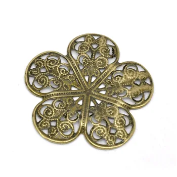 

100Pcs Bronze Tone Hollow Wraps Flower Theme Filigree Connectors Charms Crafts Making, 10 Styles to Choose