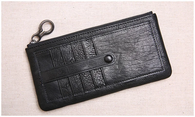 AETOO Мужская Длинная кожаная ультратонкая маленькая сумочка на молнии, кожаная молодежная сумка для карт, трендовая индивидуальная простая