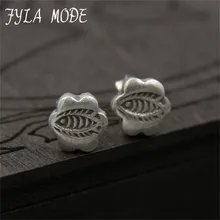 Fyla Mode 925 Sterling Silver Stud Earring Fish And Flower Design Carved Jewelry For Women High Quality New Wedding Accessory