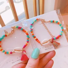 Hot Sell Colorful Tassel And Shell Charms Rubber Beaded Bracelet Femme Handmade Boho Bracelet For Women DIY Making Jewelry Gift
