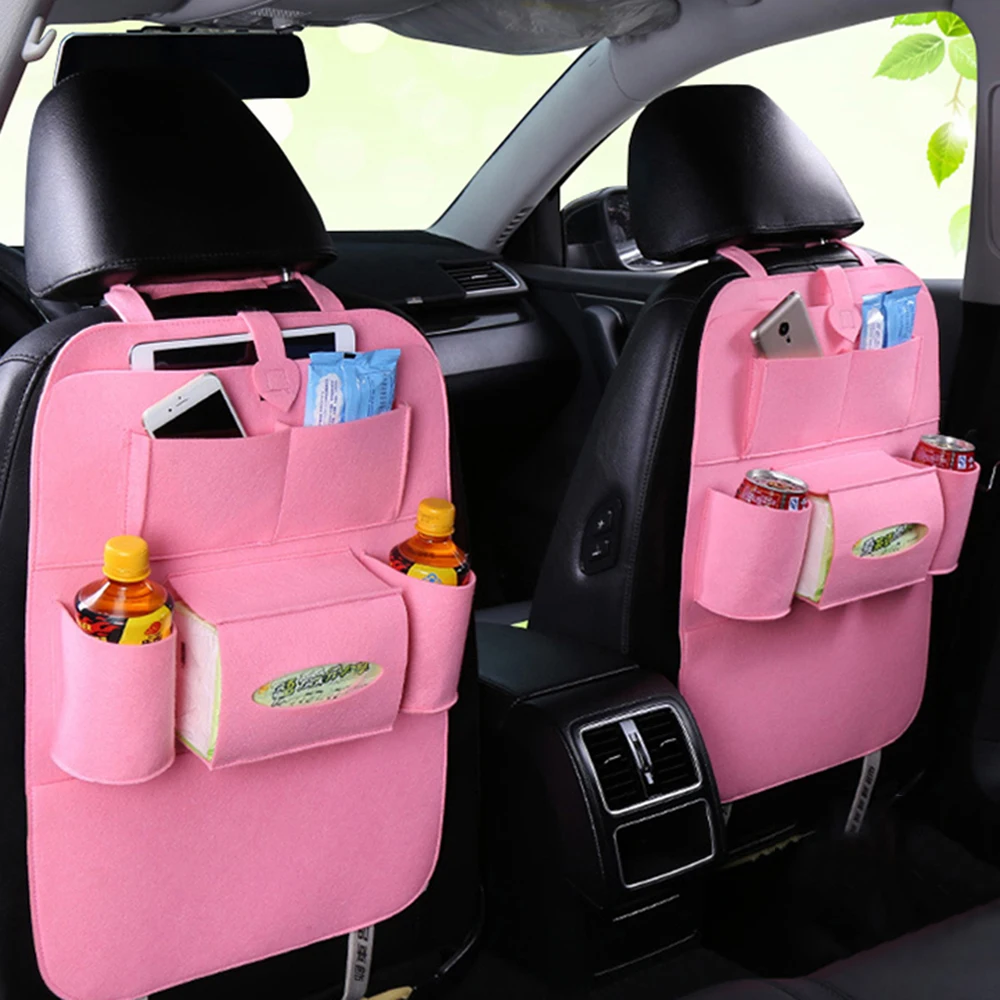 Автомобильная сумка для хранения, универсальный органайзер на заднее сиденье, коробка из фетра, чехлы на заднее сиденье, держатель, мульти-контейнер с карманами, укладка, Стайлинг