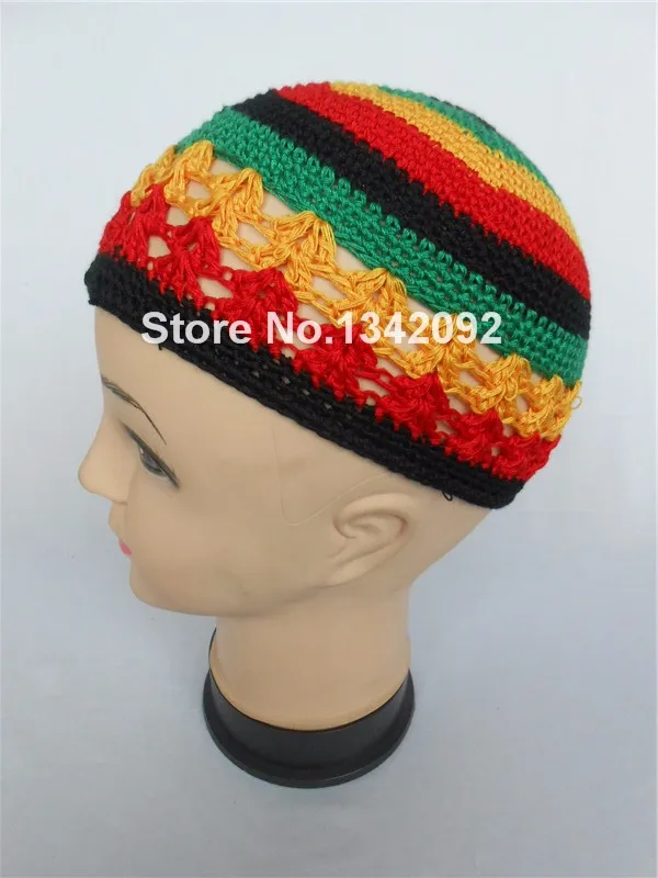 5 шт./лот, вязаная шапка ручной работы KUFI, вязаная шапка Rasta Reggae, хлопковая вязаная шапка, размер для взрослых