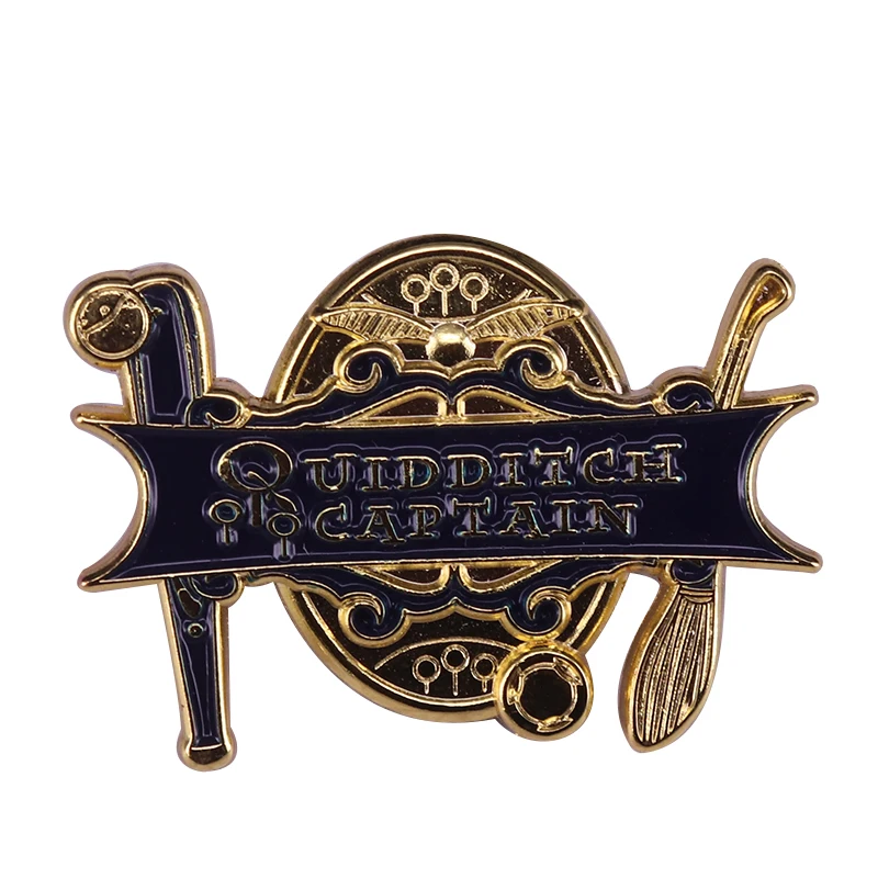 

Quidditch captain badge golden snitch pin magic witch's broom brooch Potter fans gift
