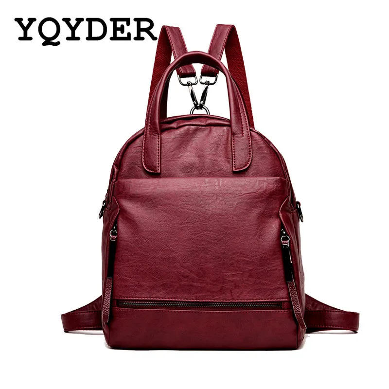 

Multifunction Double Zipper Backpack Women Preppy Style School Shoulder Bags for Girls High Quality Leather Backbag Mochila