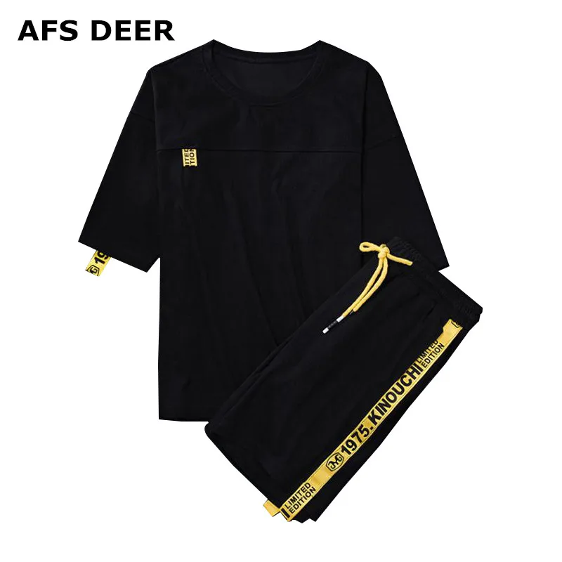 

Brand Men's Tracksuit Summer Men Set Short Sleeve T Shirts Hip Hop Tops+ Shorts Suit Sportswear Set Men's Clothing Sets Male