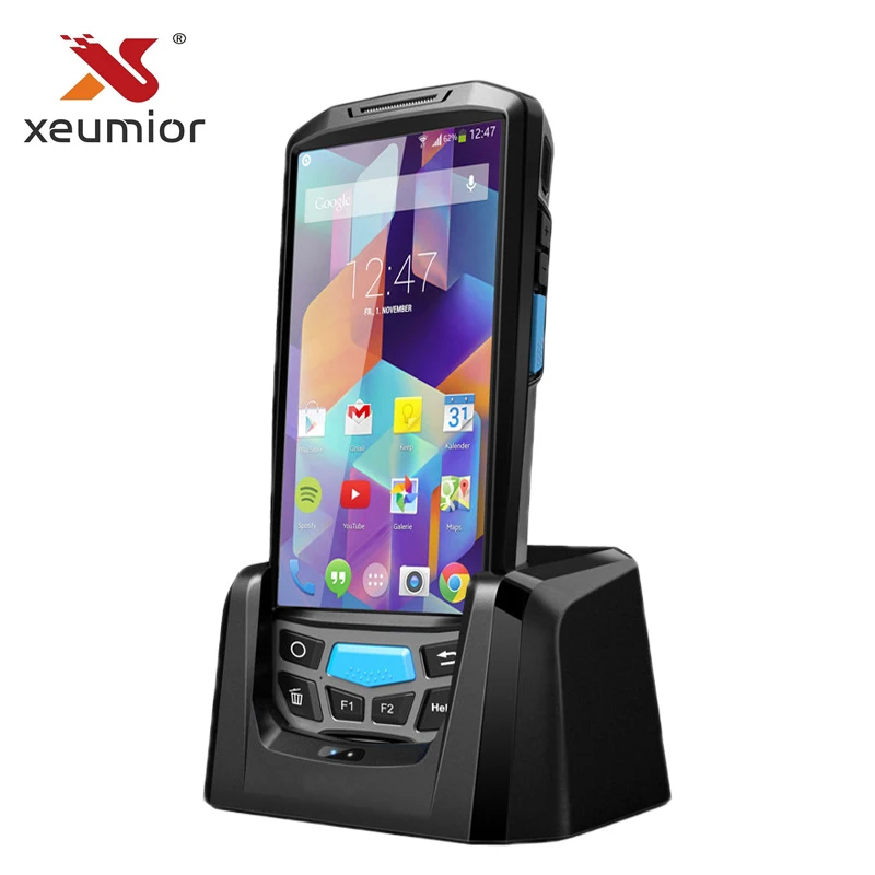 الروبوت 7.0 4G كمبيوتر محمول باليد POS البيانات محطة طابعة Wifi بلوتوث UHF NFC RFID قارئ PDA ماسح الباركود مع عرض