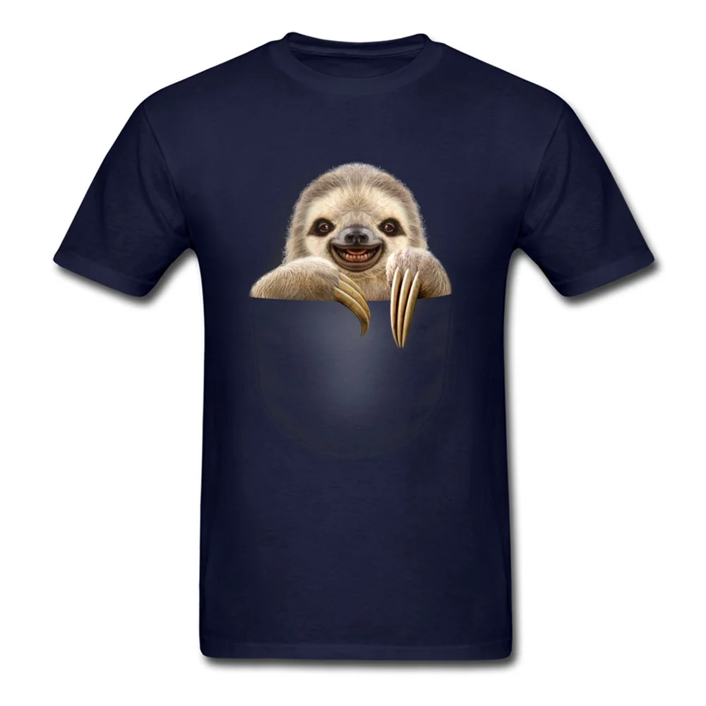POCKET SLOTH Summer T Shirt Short Sleeve for Men Pure Cotton Summer/Fall Crew Neck Tshirts Simple Style T-Shirt Rife POCKET SLOTH navy