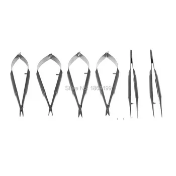 

Microscopic instruments 12.5 cm 6 sets Needle Holder Micro scissors Microsurgical forceps without toothed forceps