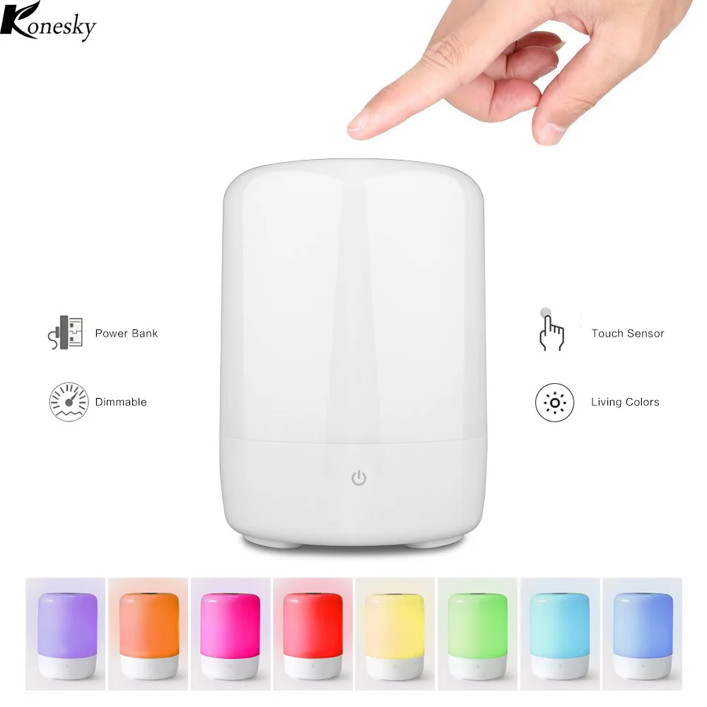 Smart RGB LED Atmosphere Light Touch Sensor Rechargeable Bedside Table Night Lamp Camp 3-level Warm White Brightness | Лампы и