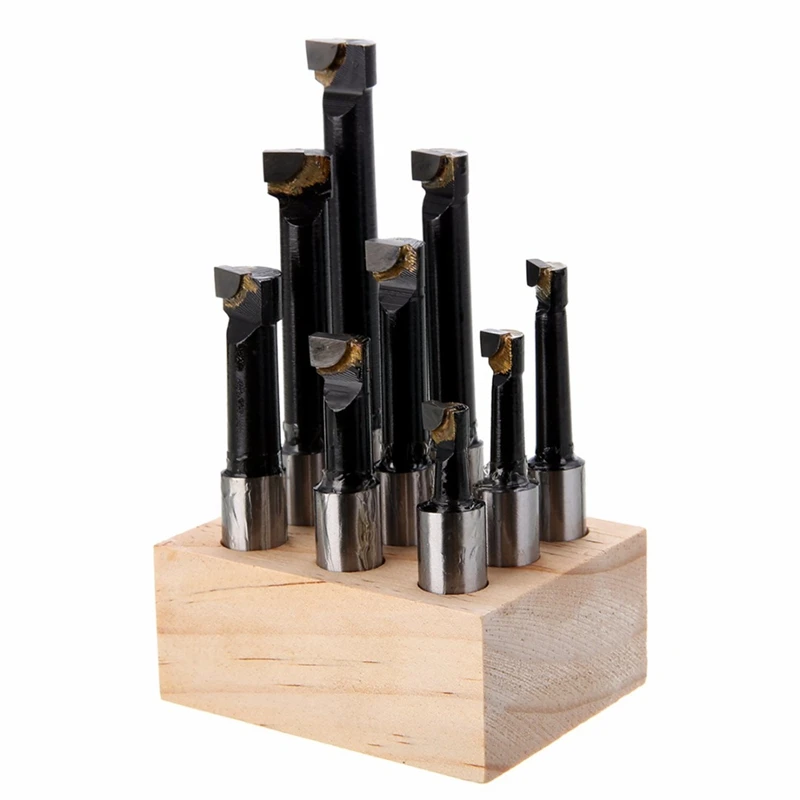 Carbide boring tool 9Pcs Durable Hard Alloy Shank Boring Bar Set Carbide Tipped Bars 12Mm For 2 Inch 50Mm Boring Head For Lathe Milling Mayitr