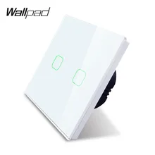 Wallpad K3 Kapazitiven 2 Gang 1 Weg Touch Schalter LED Kompatibel Glas Panel Wand Elektrische Licht Schalter