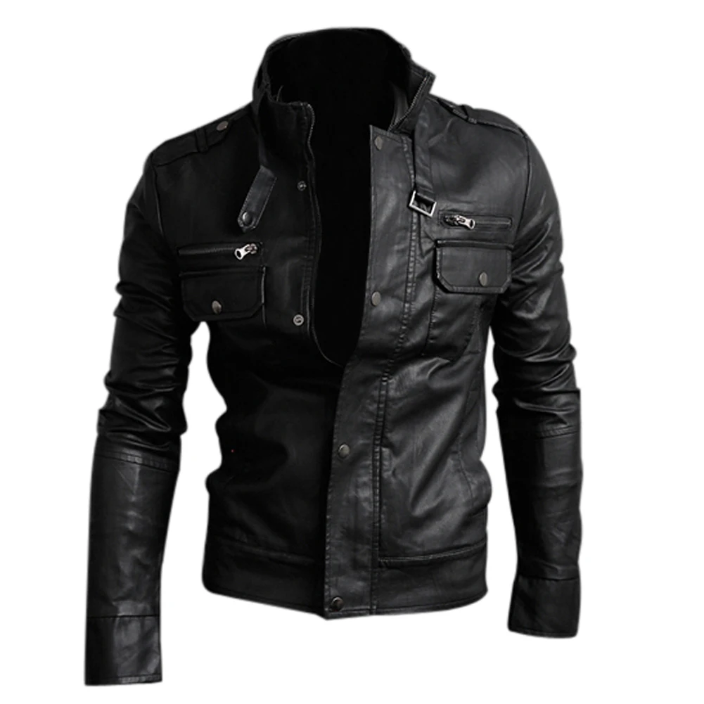 Men s PU Leather Short Jacket Coat