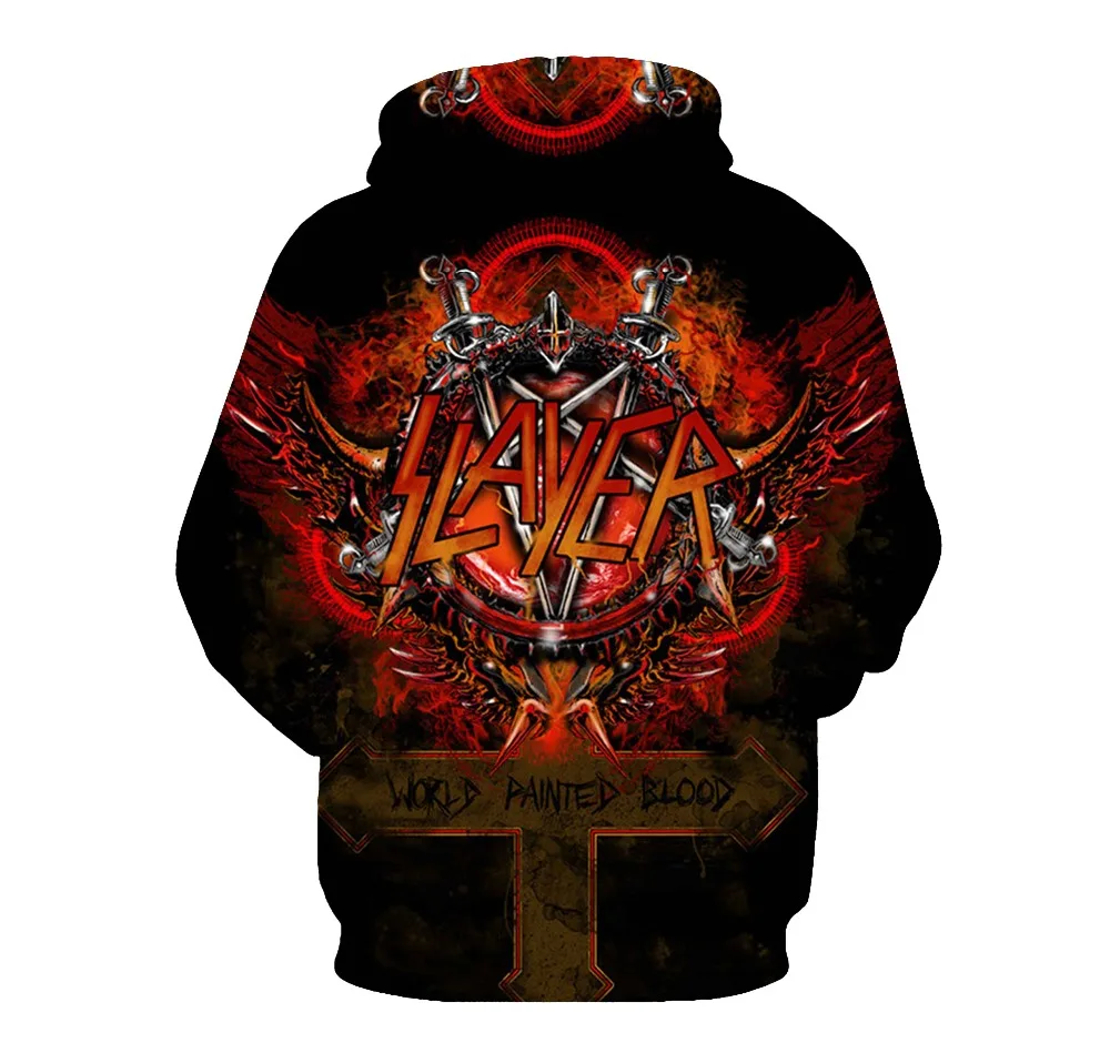 YOUTHUP Slayer Hoodies For Men 3d print Men's Hooded Sweatshirts 3d Pullover Hip Hop Rock Men Hoodi