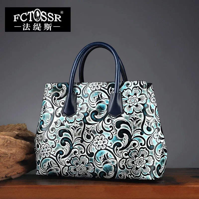 Женская сумка ручной работы из натуральной кожи, ручная сумка с цветком, женская сумка-мессенджер, модная сумка на плечо из коровьей кожи - Цвет: Небесно-голубой