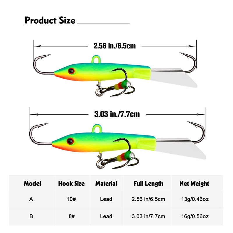 Goture, 1 шт., 7,7 см, 16 г, приманки для зимней подледной рыбалки#8, тройной крючок, свинцовая приманка для джиггинга, Banlancer, Рыбная ловля окуня, щука, Walleye
