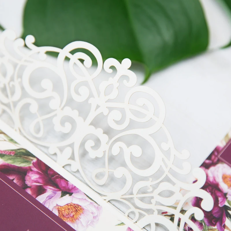  Design 10 Kit Flower White Pattern Laser Cut Wedding Invitatins Blank Print Customize Convites de c - 32846297723