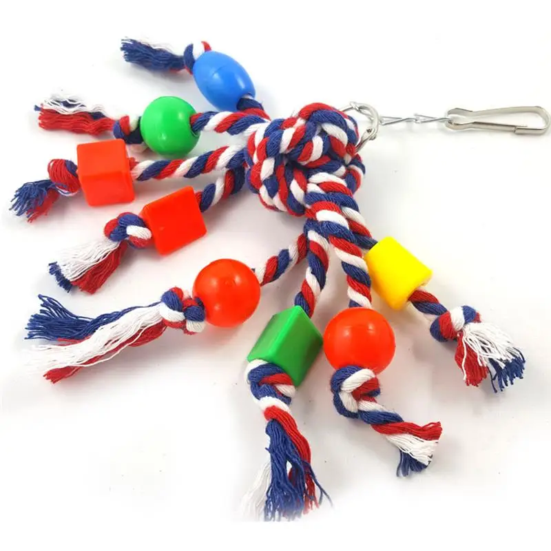 Parrot Toy Pet Bird Chew Rope Funny Bite Resistant Colorful Rope Creative Interactive Bird Cage Toy Bird Toy Claw Grinding Bird