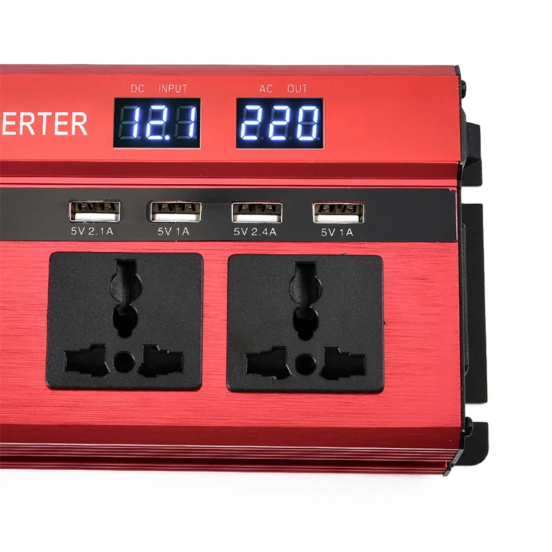 Inversor de Potência do Carro Conversor de Onda 24v para Ac110 220v Senoidal 4 Interfaces Usb 4000w - 5000w Led Dc12 11 Automóveis e motos