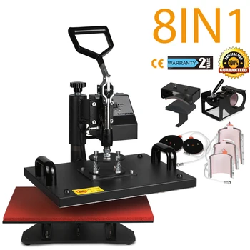 

8 in 1 Digital Heat Press Machine Multifunctional Transfer Sublimation for T-Shirt Mug Cup Hat Cap 15"X12" (38X30cm) Heat Platen