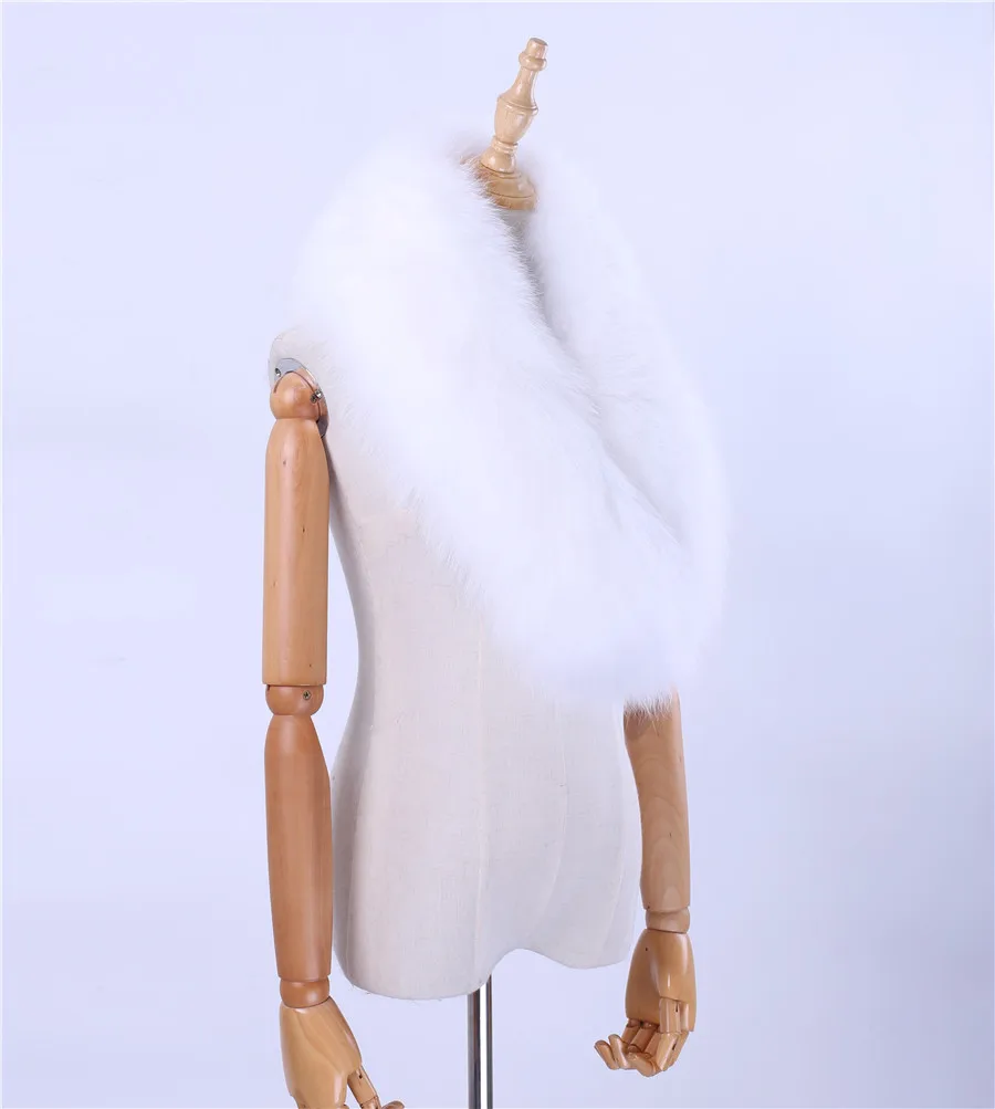 X-большой модный натуральный Лисий мех женский Зимний натуральный мех шарф шарфы шейный платок натуральный мех глушитель женский шарф с клипсами - Цвет: Pure White