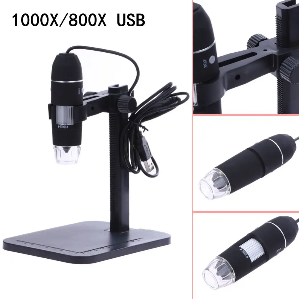 USB цифровой микроскоп Эндоскоп 800X 1000X 8 светодиодный 2 мегапиксельный