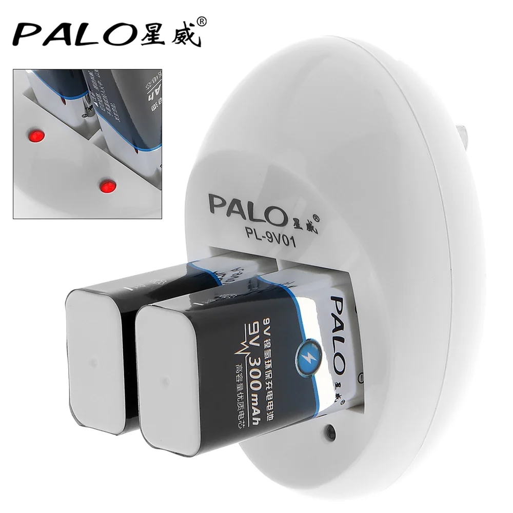 2шт PALO 300mAh 9V 6F22 аккумуляторная батарея + 2 слота Быстрый Интеллектуальный NiMH