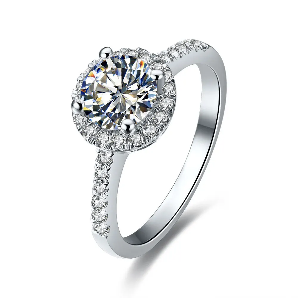 Simulated Diamond Ring 2 Carat All Sizes 18k White Gold Finish 