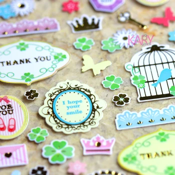 

Mini Thanks For You Phrase Love Letter Clover Bird Birdcage Retro Scrapbooking Reward Kid Shiny Gilded Paper Foil Stickers Craft