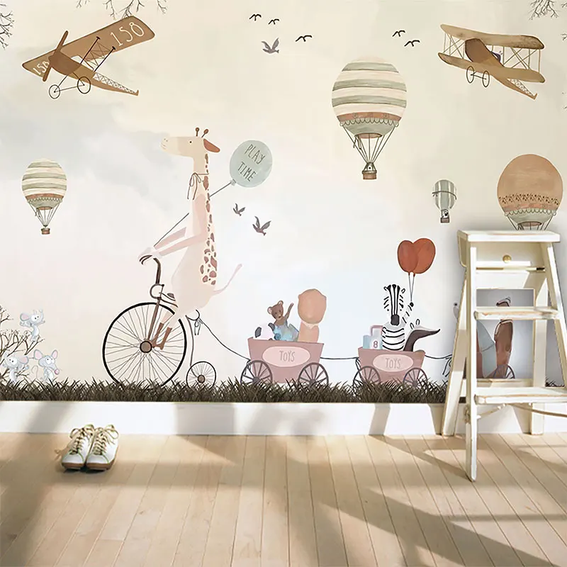 Пользовательские 3D фото обои мультфильм ручная роспись воздушный шар Фреска детская комната диван фон обои papel де parede