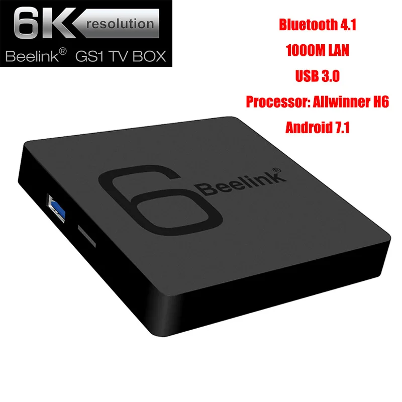 

Beelink GS1 6K Smart TV Box Allwinner H6 Android 7.1 2GB 16GB Bluetooth 4.1 1000M LAN USB 3.0 Mali-T720 MP2 Media Player
