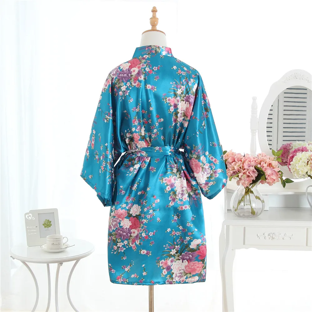Твердые Фиолетовый Женская Короткие атлас халат Для женщин для отдыха Ночная рубашка белье с поясом кимоно халат пижамы lk15