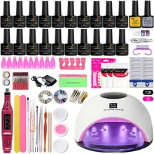 72 Вт/54 Вт/48 Вт/36 Вт светодиодный Uv светильник ногтя выбрать 20/10/6 цветов Гель-лак для ногтей, набор для ногтей, Электрический Фрезер для ногтей, сверлильный станок комплект для маникюрного набора