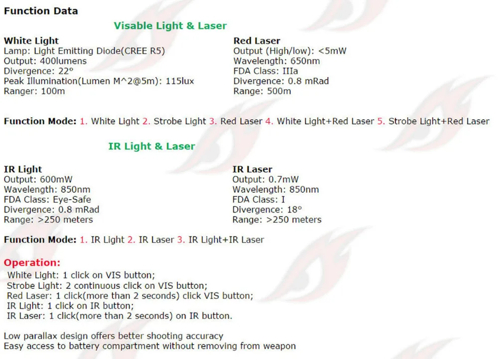 Lanterna com Laser Aimtis Dbal-pl Tático Laser Luz Combo Arma Estroboscópica Led Gun Tac Vermelho nv Iluminador ir 11 Esporte e Lazer