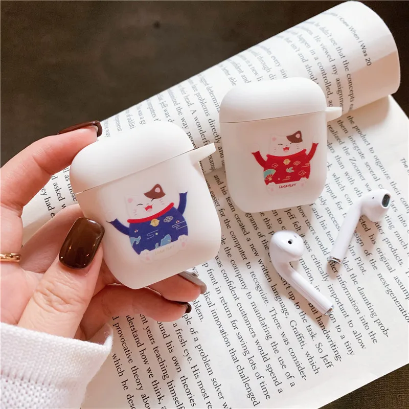 Чехол с милым котом для Airpods чехол мультяшным Bluetooth наушником Защитные чехлы Air pods аксессуары силиконовые