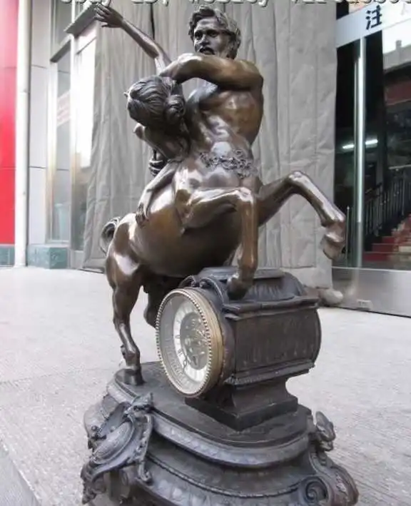

GREEK MYTHOLOGY CENTAURS BY BARYE CLOCK BRONZE STATUE