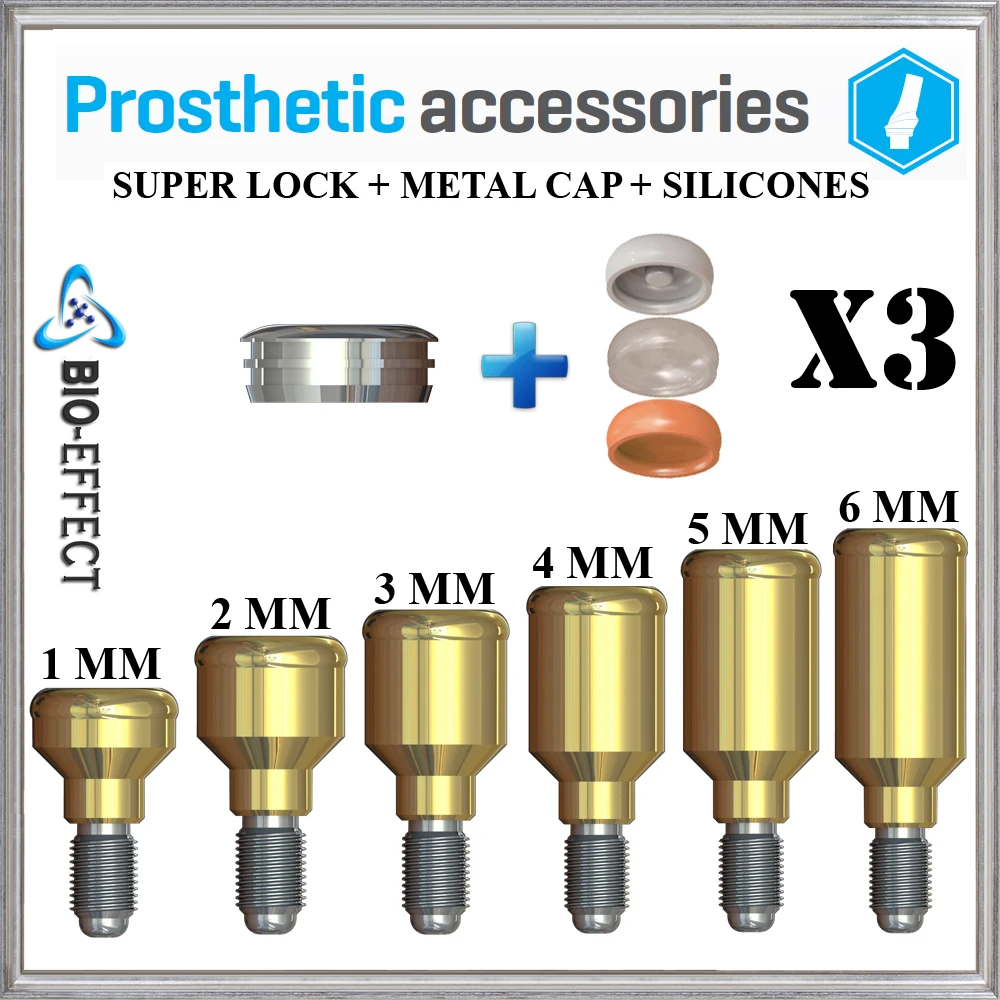 

3X Super Lock,Titanium Locator Set Include: Metal Cap+Silicons For Dental Internal Hex Implants Top Quality, Bio-Effect
