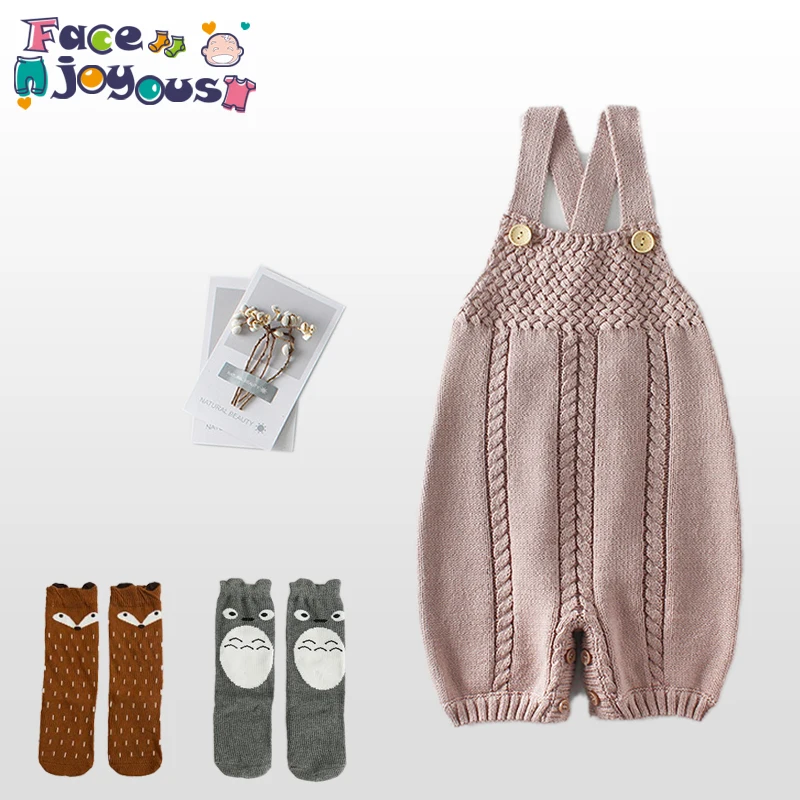 حك الطفل الملابس الخريف محبوك الطفل السروال القصير مولود جديد الرضع الطفل وزرة الصوف الوليد الفتيات الفتيان بذلة طفل رضيع الملابس