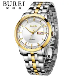 Burei роскошные мужские сапфировое стекло объектива автоматические механические часы водонепроницаемый мужской наручные часы с премиями