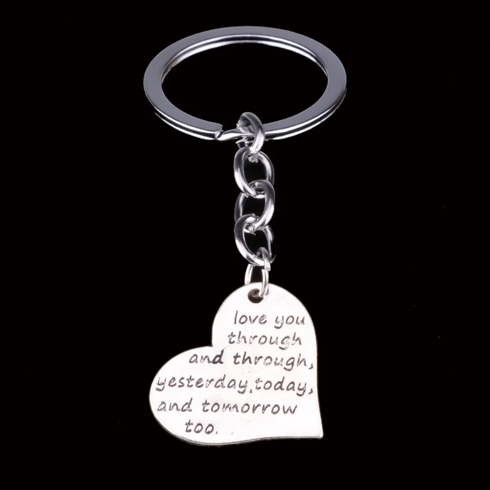 Bespmosp Engraved Love You Through And Through Heart Key Chain Ring Fob