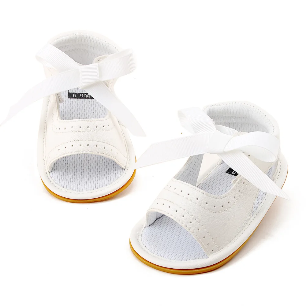 new fashion summer solid white pu leather baby boys sandals hard rubber