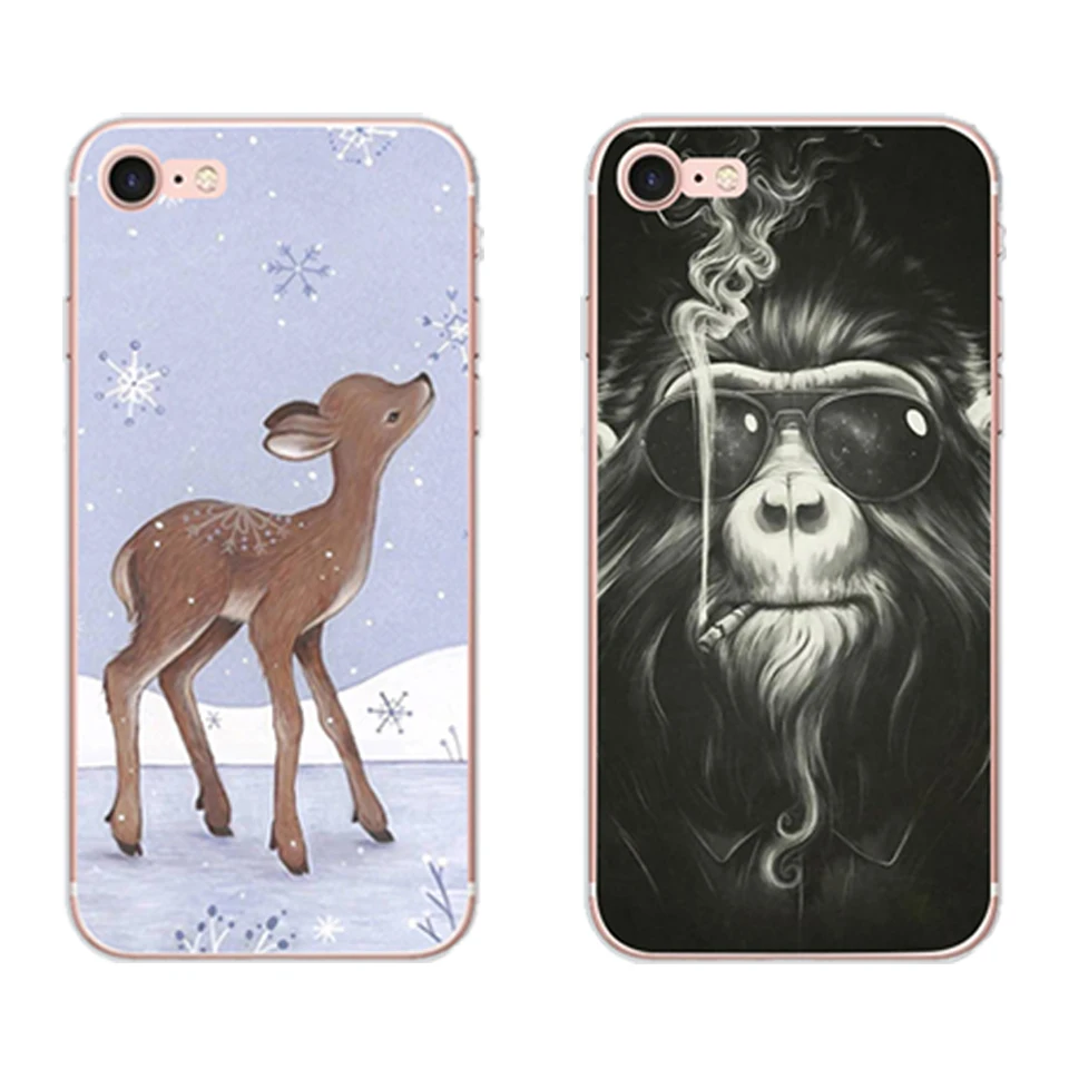 

Fashion For Apple iPhone 5 5S SE 6 6S 7 8 Plus X Animal Giraffe Monkey Soft TPU Silicone Clear Phone Case Cover Coque Shell