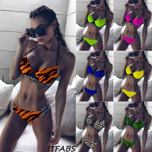 

US Ladies Swimwear Bathing Padded Bra Set Swimsuit Women Bandage Push-up