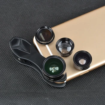 

Universal 5 in 1 Clip-On Cell Phone Lens Kit Fisheye Wide Angel Macro Telephoto CPL Lens for iPhone for Xiaomi for Huawei