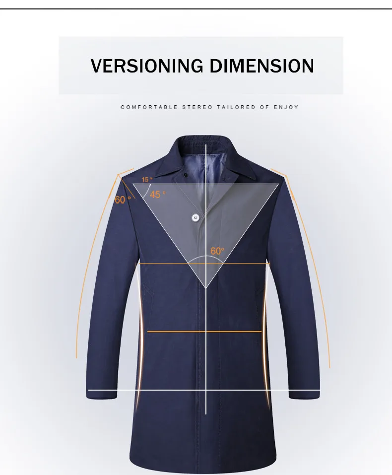 2018 New Spring Mens Casual Trench Coat Khaki blue Longline Thin Windbreaker Coats  (5)